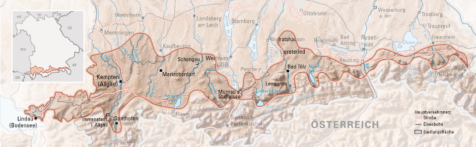 Karte des Alpenvorlandes