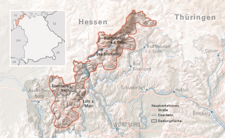 Karte der Region Spessart-Rhön