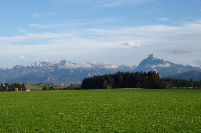 Blick vom Eisenberg in Richtung Ammergauer Alpen