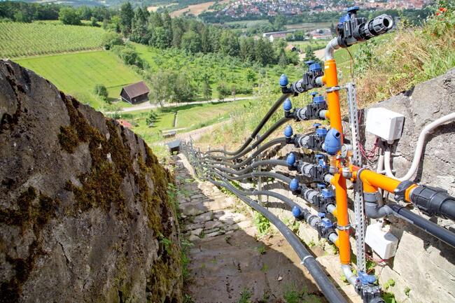 Leitungssystem der Bewässerungsanlage
