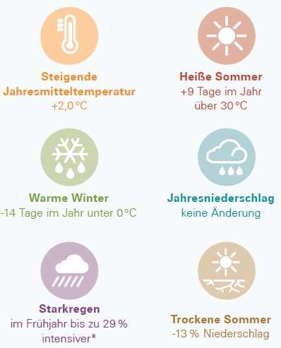 Trend von 1951–2019 in der Klimaregion Südbayerisches Hügelland (*maximaler Niederschlag pro Tag).